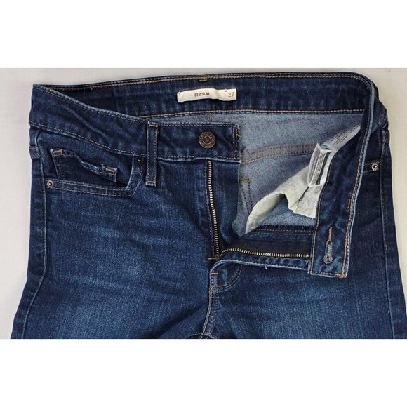 Levis Size 27X30 Womens 712 Slim Blue Denim Logo Tag 5 Pocket Jeans - Picture 11 of 14